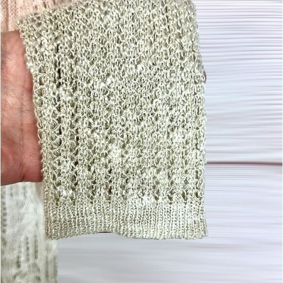 Lafayette 148 Ombre Open Knit Linen Blend Sweater Semi Sheer Size M - Picture 7 of 11